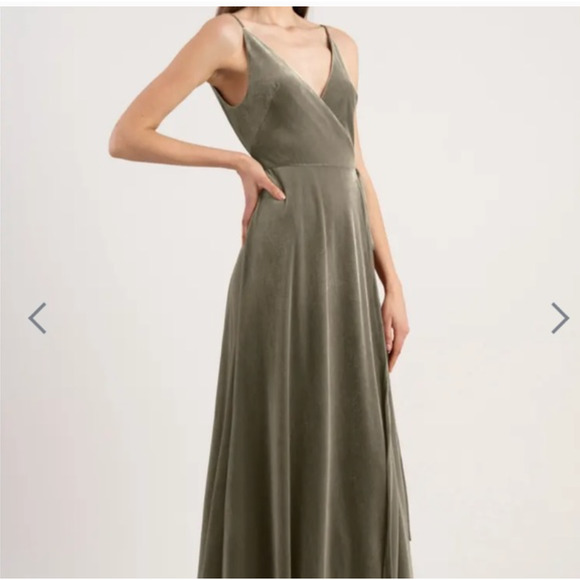 BHLDN Dresses & Skirts - BHLDN Jenny Yoo Andi Velvet Wrap Dress Sage Size 14